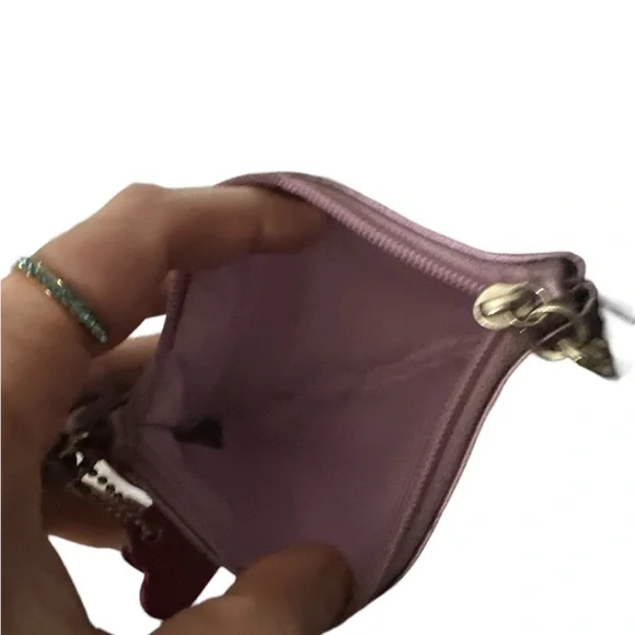 NWOT coach Purple Heart wristlet cokes with two keychains pink interior - Picture 4 of 6